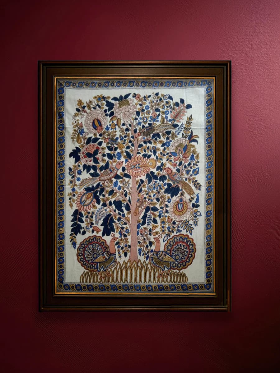 The Tales of Nature: Tree of Life with Peacocks in Kalamkari by Siva Reddy